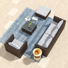 Load image into Gallery viewer, Set of 6 Outdoor Garden Furniture Set, 5-Seater Rattan Corner Sofa, Patio Conversation set