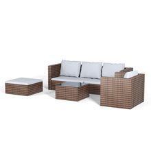 Load image into Gallery viewer, Set of 6 Outdoor Garden Furniture Set, 5-Seater Rattan Corner Sofa, Patio Conversation set