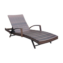 Load image into Gallery viewer, Adjustable Outdoor Wicker Sun Lounger Cushioned Recliner, PM1083