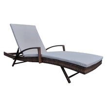 Load image into Gallery viewer, Adjustable Outdoor Wicker Sun Lounger Cushioned Recliner, PM1083