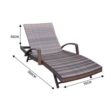 Load image into Gallery viewer, Adjustable Outdoor Wicker Sun Lounger Cushioned Recliner, PM1083