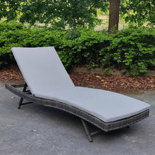 Load image into Gallery viewer, Adjustable Outdoor Wicker Sun Lounger Cushioned Recliner, PM1084