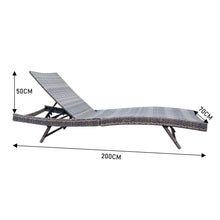 Load image into Gallery viewer, Adjustable Outdoor Wicker Sun Lounger Cushioned Recliner, PM1084