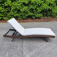 Load image into Gallery viewer, Adjustable Outdoor Wicker Sun Lounger Cushioned Recliner, PM1085