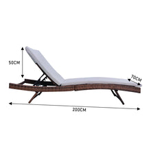 Load image into Gallery viewer, Adjustable Outdoor Wicker Sun Lounger Cushioned Recliner, PM1085