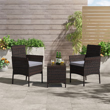 Load image into Gallery viewer, 3 Pcs Outdoor Patio Rattan Furniture Set Modern Bistro Chairs and Side Table Set, PM1087