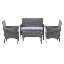 Load image into Gallery viewer, 4 Pcs Outdoor Patio Rattan Furniture Set Modern Bistro Chairs and Side Table Set, PM1088