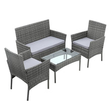 Load image into Gallery viewer, 4 Pcs Outdoor Patio Rattan Furniture Set Modern Bistro Chairs and Side Table Set, PM1088