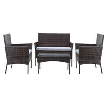Load image into Gallery viewer, 4 Pcs Outdoor Patio Rattan Furniture Set Modern Bistro Chairs and Side Table Set, PM1089