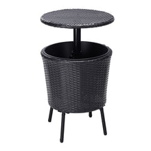 Load image into Gallery viewer, Height Adjustable Patio Wicker Beverage Cooler Bar Table with Ice Bucket for Outdoor Party, PM1092