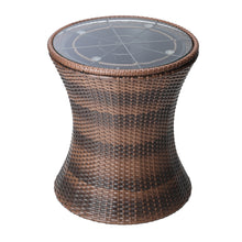 Load image into Gallery viewer, Outdoor Cool Bar Side Table Height Adjustable Wicker Ice Bucket with Glass Top, PM1095