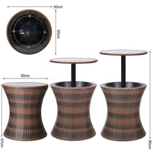 Load image into Gallery viewer, Outdoor Cool Bar Side Table Height Adjustable Wicker Ice Bucket with Glass Top, PM1095