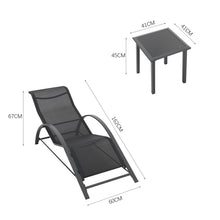 Load image into Gallery viewer, Set of 3 Garden Patio Sun Lounger Table Set, Outdoor Poolside Recliner, Outdoor Deck Chairs