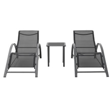 Load image into Gallery viewer, Set of 3 Garden Patio Sun Lounger Table Set, Outdoor Poolside Recliner, Outdoor Deck Chairs