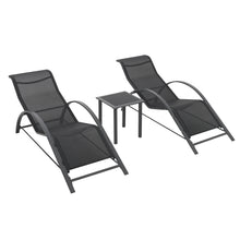 Load image into Gallery viewer, Set of 3 Garden Patio Sun Lounger Table Set, Outdoor Poolside Recliner, Outdoor Deck Chairs