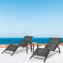 Load image into Gallery viewer, Set of 3 Garden Patio Sun Lounger Table Set, Outdoor Poolside Recliner, Outdoor Deck Chairs