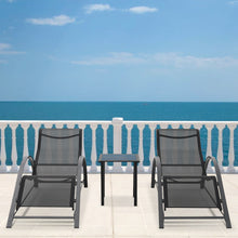 Load image into Gallery viewer, Set of 3 Garden Patio Sun Lounger Table Set, Outdoor Poolside Recliner, Outdoor Deck Chairs