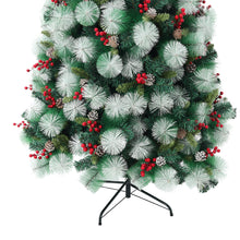 Load image into Gallery viewer, Livingandhome Artificial Green Flocked Full Christmas Tree with Stand 1.8m, PM1244