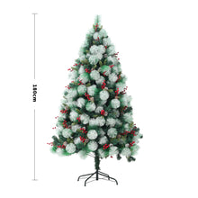 Load image into Gallery viewer, Livingandhome Artificial Green Flocked Full Christmas Tree with Stand 1.8m, PM1244