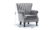 Load image into Gallery viewer, Linen Fabric Wing Back Armchair Upholstery Light Grey