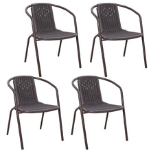 Load image into Gallery viewer, Set of 4 Brown Garden Patio Metal Wicker Chairs