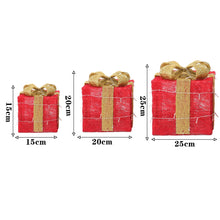 Load image into Gallery viewer, SET OF 3 LED LIGHT UP FESTIVE XMAS CHRISTMAS GIFT PARCEL BOX