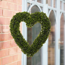 Load image into Gallery viewer, Artificial Boxwood Green Leaves Heart Wreath Hanging Decoration