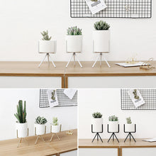 Load image into Gallery viewer, Garden Geometric Plant Stand Ceramic Pot Succulent Flower Iron Cross Low Rack Holder