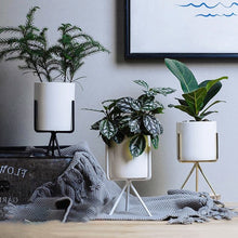 Load image into Gallery viewer, Garden Geometric Plant Stand Ceramic Pot Succulent Flower Iron Cross Low Rack Holder