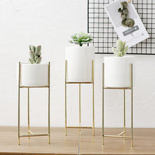 Load image into Gallery viewer, Garden Geometric Plant Stand Ceramic Pot Succulent Flower Iron Parallel Low Rack Holder