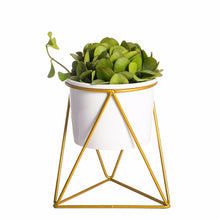 Load image into Gallery viewer, Garden Geometric Plant Stand Ceramic Pot Succulent Flower Iron Low Rack Holder