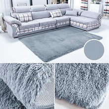 Load image into Gallery viewer, Grey Rectangle Fluffy Shaggy Sheepskin Area Rugs