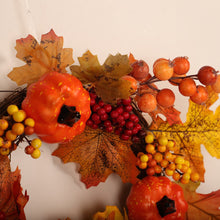Load image into Gallery viewer, 40CM Christmas Halloween Garland Autumn Leaf Artificial Maple Pumpkin Wreath with LED Light