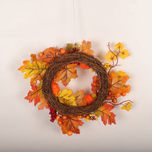 Load image into Gallery viewer, 40CM Christmas Halloween Garland Autumn Leaf Artificial Maple Pumpkin Wreath with LED Light