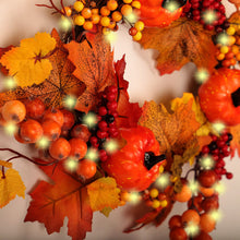 Load image into Gallery viewer, 40CM Christmas Halloween Garland Autumn Leaf Artificial Maple Pumpkin Wreath with LED Light