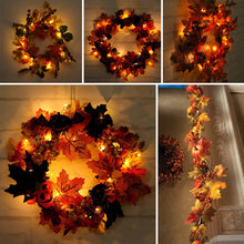 Load image into Gallery viewer, 40CM Christmas Halloween Garland Autumn Leaf Artificial Maple Pumpkin Wreath with LED Light