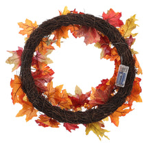 Load image into Gallery viewer, 60CM Christmas Halloween Garland Autumn Leaf Artificial Maple Acorn Grape Wreath with LED Light