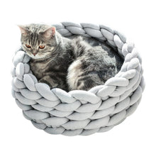 Load image into Gallery viewer, Woven Pet Sleeping Bed Small Cat Dog Basket Bed Knitting Nest