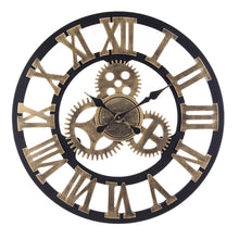Load image into Gallery viewer, 58CM Vintage Wall Clock with Roman Numeral Metal.Gold and Sliver