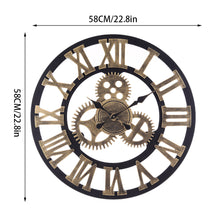 Load image into Gallery viewer, 58CM Vintage Wall Clock with Roman Numeral Metal.Gold and Sliver