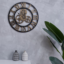 Load image into Gallery viewer, 58CM Vintage Wall Clock with Roman Numeral Metal.Gold and Sliver