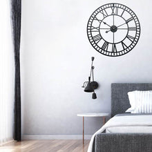 Load image into Gallery viewer, 40CM Roman Numerals Metal Skeleton Wall Clock ,Black and White