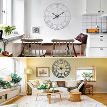 Load image into Gallery viewer, 40CM Roman Numerals Metal Skeleton Wall Clock ,Black and White