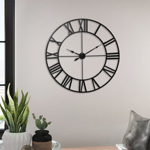 Load image into Gallery viewer, 40CM Roman Numerals Metal Skeleton Wall Clock,Black and White