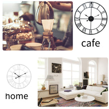 Load image into Gallery viewer, 40CM Roman Numerals Metal Skeleton Wall Clock,Black and White