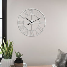 Load image into Gallery viewer, 40CM Roman Numerals Metal Skeleton Wall Clock,Black and White
