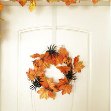 Load image into Gallery viewer, 40CM Christmas Halloween Garland Autumn Leaf Artificial Maple Pumpkin With The Black Spider