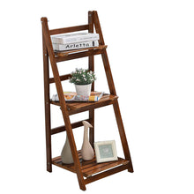 Load image into Gallery viewer, Wooden Ladder Shelf Bookshelf Plant Pot Stand Storage Display, Dark Brown 3-Tier