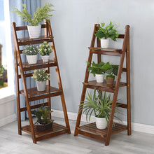 Load image into Gallery viewer, Wooden Ladder Shelf Bookshelf Plant Pot Stand Storage Display, Dark Brown 3-Tier