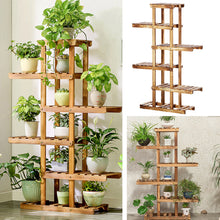 Load image into Gallery viewer, 6 Tier Wood Plant Stand Corner Display Shelf Ladder